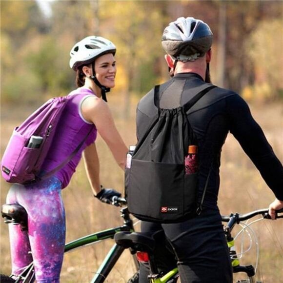 Waterproof Drawstring Gym Backpack Bag for Men & Women, Sport Gym Sack Mini - Picture 7 of 8